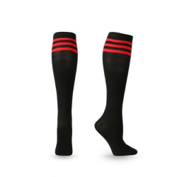 Unisex Compression Socks, Non-slip Long Knee High Socks, Black whit Red stripes