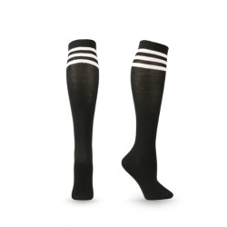 Unisex Socks, Non-slip Long Knee High Socks, Black whit White stripes