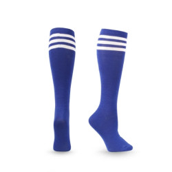 Unisex Compression Socks, Non-slip Long Knee High Socks, Blue whit White stripes