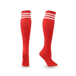 Unisex Compression Socks, Non-slip Long Knee High Socks, Red  whit White stripes