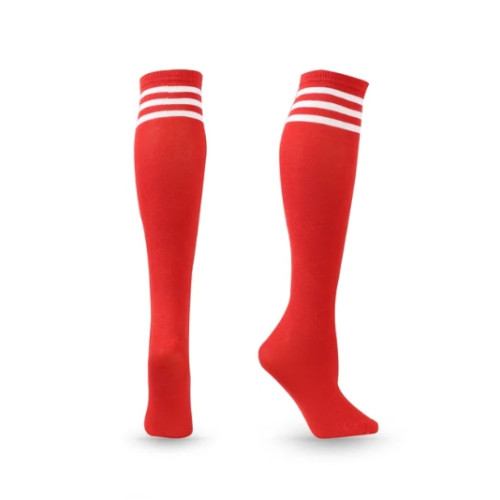Unisex Compression Socks, Non-slip Long Knee High Socks, Red  whit White stripes