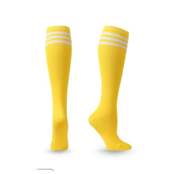 Unisex Compression Socks, Non-slip Long Knee High Socks, Yellow whit White stripes